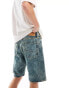 Jack & Jones baggy fit denim shorts in blue acid wash