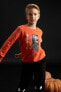 Фото #1 товара Erkek Çocuk Halloween Temalı Hologram İskelet Baskılı Sweatshirt