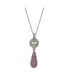 Фото #1 товара Pink Sapphire & Lab-Grown White Sapphire Puff Tear Drop Pendant Necklace in Sterling Silver by Suzy Levian