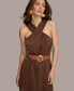 ფოტო #2 პროდუქტის Women's Halter-Neck Belted Midi Dress