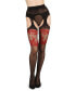 Women's Lady In Red Suspender 20 Denier Sheer Pantyhose