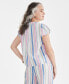 Фото #2 товара Women's Stripe Flutter-Sleeve Top, Created for Macy's
