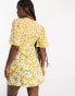 Фото #6 товара Wednesday's Girl flutter sleeve floral print mini dress in yellow