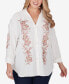 Фото #1 товара Plus Size Solid Embroidered Crepe Top