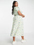Фото #2 товара ASOS DESIGN Curve short sleeve midi tea dress with ruched bust in pastel floral