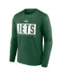 Фото #2 товара Men's Green New York Jets Big and Tall Wordmark Long Sleeve T-shirt