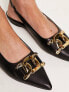 Фото #3 товара RAID Wide Fit flat shoes with gold buckle in black