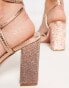 ASOS DESIGN Wide Fit Pandi embellished tie leg block heeled shoes in rose gold