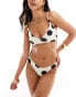 Фото #3 товара ASOS DESIGN Cindy high leg hipster bikini bottom in mono spot