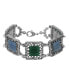 Silver-Tone Square Green Blue Bracelet