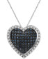 Фото #1 товара Macy's blue Diamond (5/8 ct. t.w.) & White Diamond (3/8 ct. t.w.) Heart Halo 18" Pendant Necklace in Sterling Silver