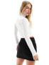 Stradivarius STR high neck long sleeve top in white