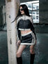 Фото #1 товара Murci leather look mini skirt co-ord in black with cream trim