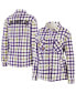 ფოტო #2 პროდუქტის Women's Oatmeal, Purple Los Angeles Lakers Plaid Button-Up Shirt Jacket