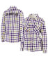 Women's Oatmeal, Purple Los Angeles Lakers Plaid Button-Up Shirt Jacket