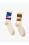 Kolej Çorap 2'li Set Çok Renkli Çizgili