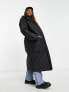 ASOS DESIGN Curve longline quilted coat in black