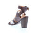 Bed Stu Isha F386011 Womens Brown Leather Hook & Loop Strap Heels Shoes