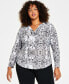 Фото #1 товара Блузка I.N.C. International Concepts Plus Size с карманом на молнии, созданная для Macy's