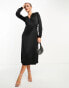 Y.A.S satin wrap maxi dress in black 2XL - фото #12