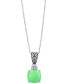 ფოტო #2 პროდუქტის EFFY® Dyed Green Jade & Diamond Accent 18" Pendant Necklace in Sterling Silver