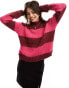 Vila knitted high neck jumper in red stripe