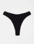 ASOS DESIGN 3 pack cotton high leg thong with dipped front in black