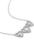 ფოტო #3 პროდუქტის White Topaz (1/2 ct. t.w.) & Diamond (1/5 ct. t.w.) Triple Heart 18" Statement Necklace in Sterling Silver