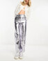 Фото #5 товара Pull&Bear straight leg trouser in metallic silver