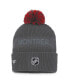 Фото #2 товара Men's Charcoal Montreal Canadiens Authentic Pro Home Ice Cuffed Knit Hat with Pom