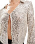 ONLY open front blouse in silver sequin