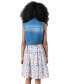 ფოტო #3 პროდუქტის Big Girls Denim Vest Dress Outfit with Necklace, 3 PC