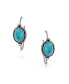 ფოტო #2 პროდუქტის Western Style Oval Compressed Blue Turquoise Braid Edge Twisted Rope Large Hoop Earrings Oxidized Stainless Steel 1.25 Inch Diameter Stud Back