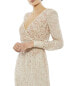 ფოტო #3 პროდუქტის Women's Sequined V Neck Bishop Sleeve Dress