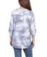 Women's Knit Jacquard 3/4 Sleeve Roll Tab Top