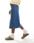 Фото #5 товара Vero Moda denim midaxi skirt with front split in medium blue denim