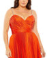 ფოტო #4 პროდუქტის Women's Plus Size Rhinestone Strapped Embellished Pleated Gown