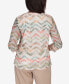 ფოტო #2 პროდუქტის Women's Tuscan Sunset Textured Chevron Twisted Detail Crew Neck Top