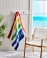 Script Logo Striped Cotton Beach Towel