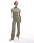 Vila stretch wide leg trouser co-ord in taupe