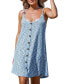 ფოტო #1 პროდუქტის Women's Blue Marled Sleeveless O-Ring Mini Beach Dress