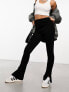 In The Style split hem high waist flare trousers in black