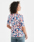 Фото #2 товара Women's Printed Boat-Neck Elbow-Sleeve Knit Top, Created for Macy's