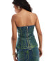 Amy Lynn Johanna green foil coated denim bandeau top co-ord Foliertes Grün, UK 8 - фото #4