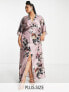 Hope & Ivy Plus kimono sleeve satin maxi dress in mauve