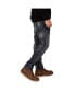 Фото #1 товара Men's Cut & Sewn Detail Curved Leg Slim Taper Moto Jeans