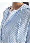 LCW Modest Kapüşonlu Çizgili Oversize Kadın Gömlek Tunik