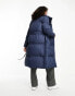 Фото #2 товара Threadbare Tall Treacle shawl collar oversized puffer coat in navy