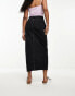 New Look split front denim maxi skirt in black wash