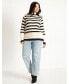 Фото #2 товара Plus Size Striped Mock Neck Sweater